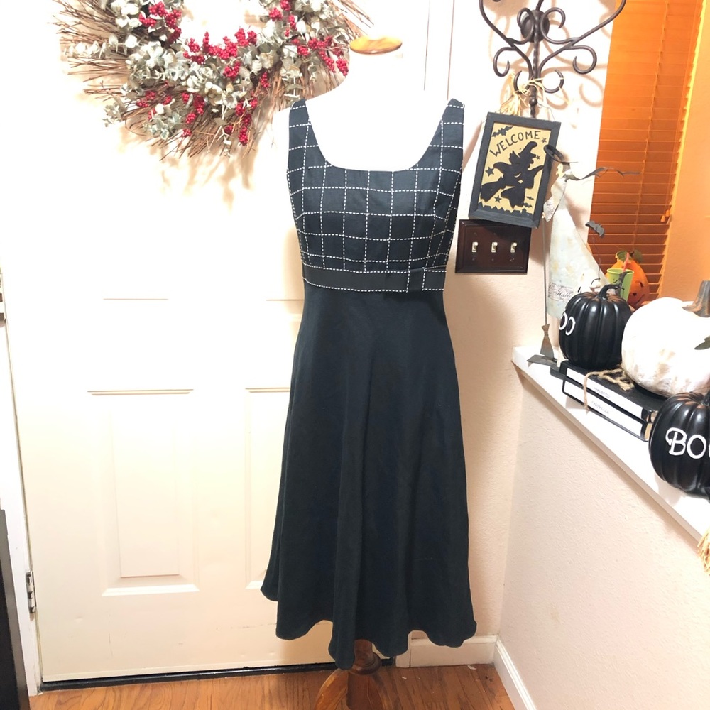 Cynthia Howie 100% Linen Long Black Dress
